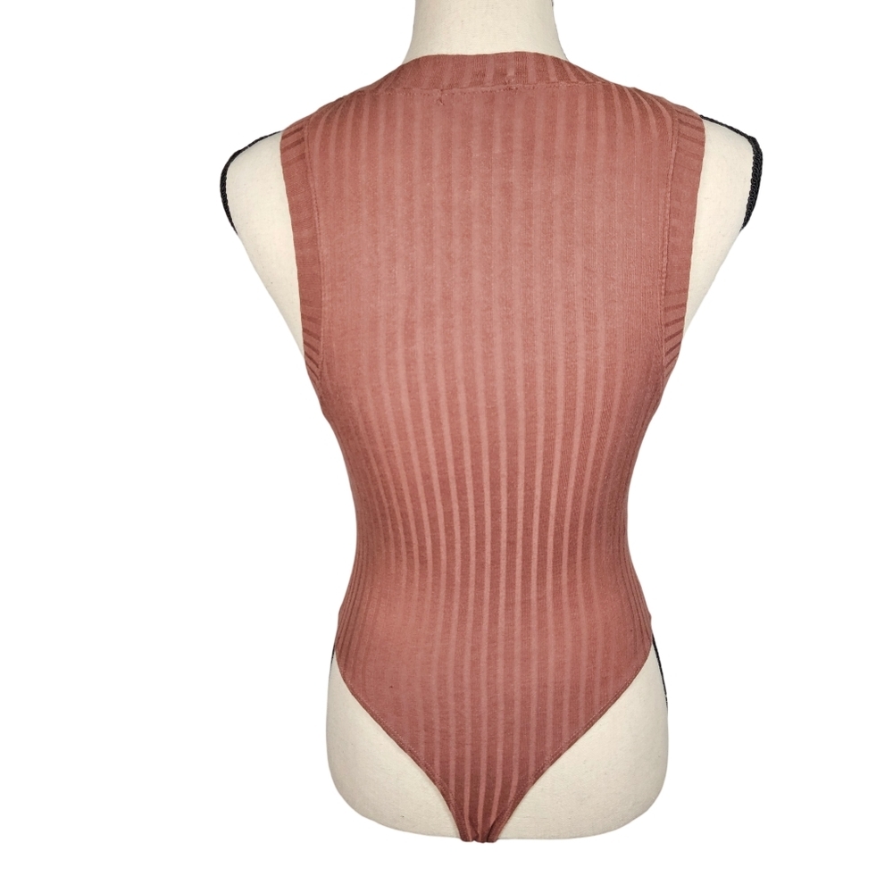 Bozzolo Women's Ribbed Sleevless Bodysuit,Burnt Orange, Small - Picture 4 of 12